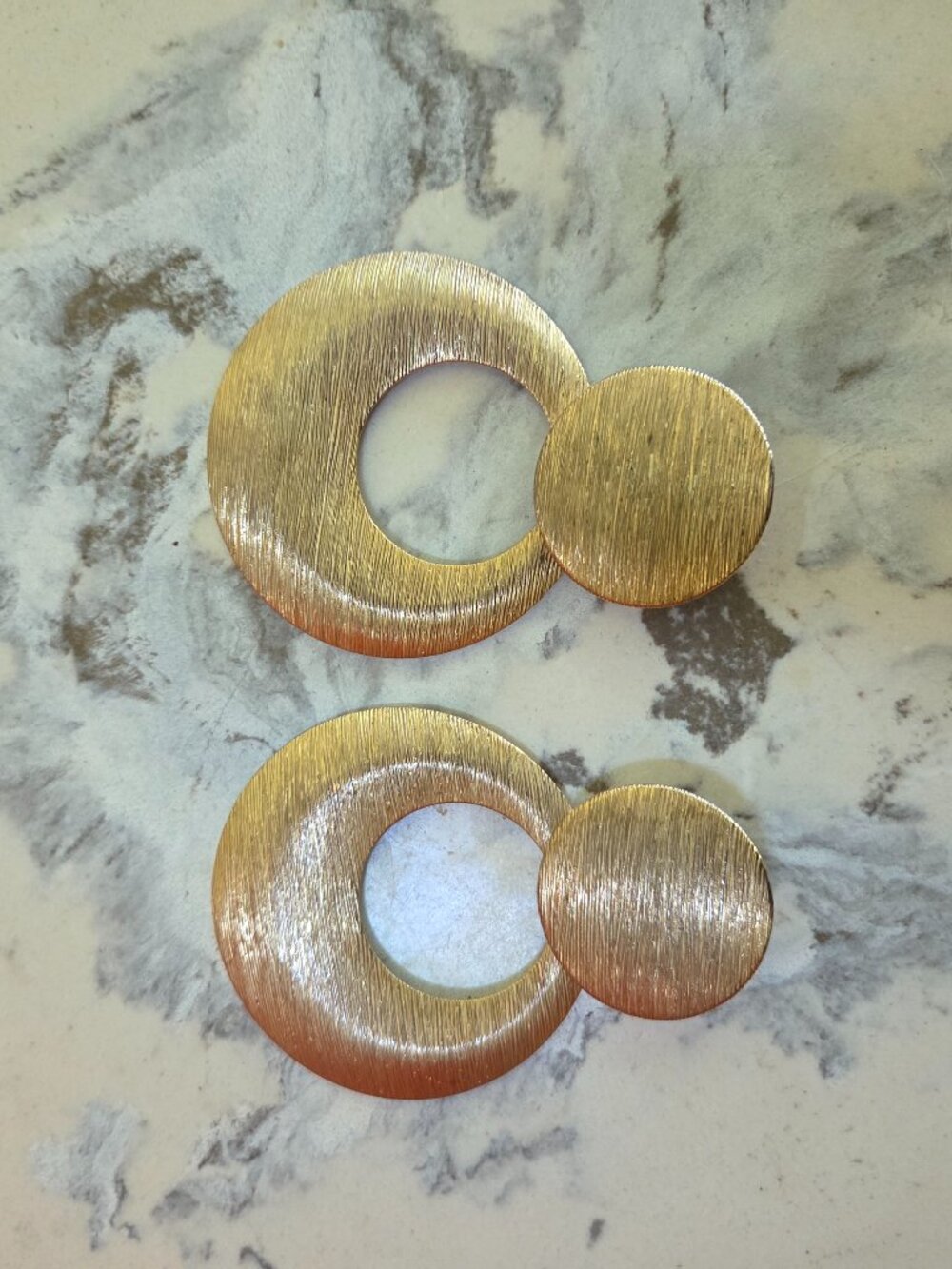 Brushed Gold double round post earrings